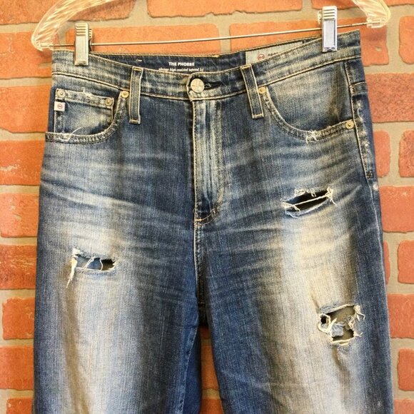 AG Adriano Goldschmied jeans 27 Phoebe high waist distressed destroyed raw hem - Picture 2 of 12